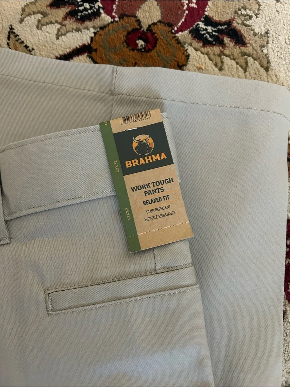 Brahma Work Tough Pants Relaxed Fit Khaki Straight Chinos in Light Tan